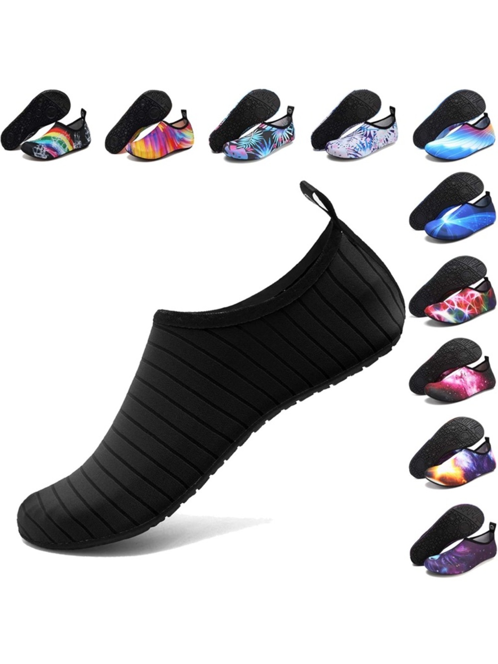 Black Water Shoes - Slip-On Athletic Aqua Socks